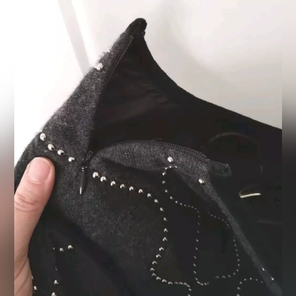 Alexander Wang Wool Cashmere Studded Sweater Pullover Gray Quilted Sz M - Picture 5 of 11